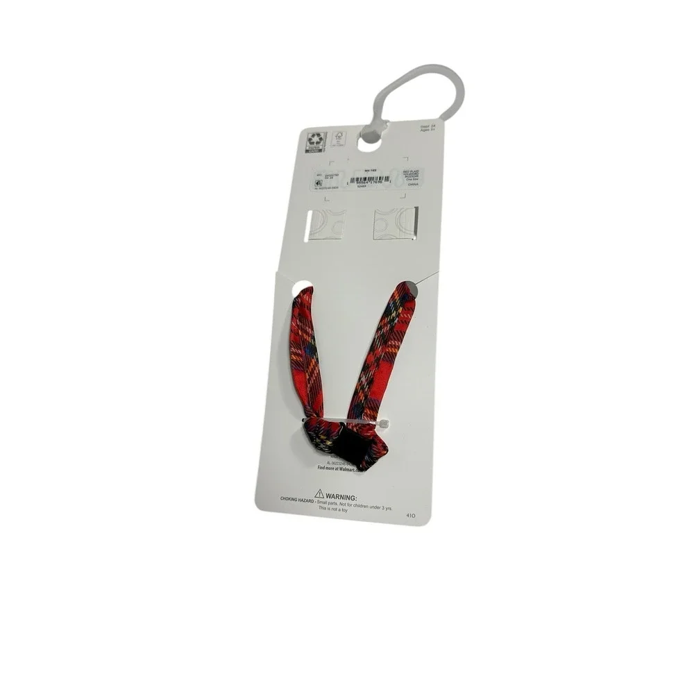 wonder nation kids boys zip tie & pocket square red plaid